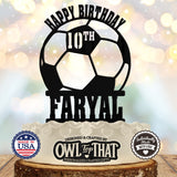 Soccer Ball Custom Birthday Cake Topper - Happy Birthday Soccer - Personalized Name & Age - Sports Themed - OwlTopThat