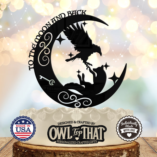 Raven & Fox To The Moon And Back Moon Wedding Cake Topper - Standard - Gothic Themed - OwlTopThat