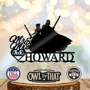 Vader and Belle Mr & Mrs – Personalized Last Name & Date Wedding Cake Topper - OwlTopThat